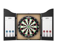 KOTO - Armoire de Jeu de Fléchettes avec de Fléchette Classic Edition, 6 Steeldarts, Ligne de Lancer et Accessoires Dart