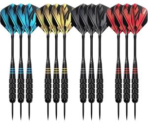KOTO - Brass Multiset, 12 Darts Fléchettes en Laiton Revêtu Noir (23 Grammes), 4 Sets Flights (100 Microns), Shafts, Étui