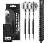 KOTO - Dark Knight Black 80% Tungstène Jeu de Fléchettes Pointe Acier, 21G/22G/23G/24G, Noir, avec 3 Barrels, 3 Ailettes et 3 Tiges