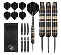 KOTO - Fléchettes Black Academy Brass 90% 23 Grammes, Noires, 55.0x8.6mm, 3 Barrels, 2 Sets de Flights INCL. Portefeuille