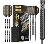 KOTO - Fléchettes Black Crown 90% 22 G, Noir & Argent, Grip Annulaire Solide, Flights, Shafts, Étui Fléchettes