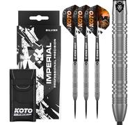 KOTO - Fléchettes Imperial 23 G, Argent, Grip Annulaire Solide, Flights, Shafts, Étui Fléchettes