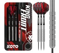 KOTO - Fléchettes King Front 90% 22 G, Argent, 3 Sets de BarrelsIncl. Portefeuille, Grip Annulaire Ferme