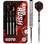 KOTO - Fléchettes King Rush 90% 26 G, Argent, 3 Sets de BarrelsIncl. Portefeuille, Grip Annulaire Ferme