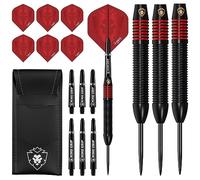 KOTO - Fléchettes Kingprove en Laiton Noir & Rouge 22 Grammes, Bleues, Grip Annulaire Solide, Toucher Texturé INCL. Portefeuille