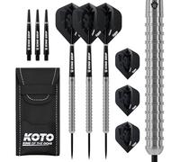KOTO - Fléchettes Kingrex 90% 23 G, Argent, Grip Annulaire Solide, Toucher Texturé, 3 Sets Flights