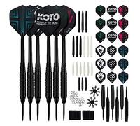 KOTO - Fléchettes Pointe Métal Set, INCL. 90 Pièces Accessoires de Fléchettes, 6 Steeldarts, 6 Sets Tiges de Fléchettes et Flights, Jeu de Fléchettes Complet et Professionnel