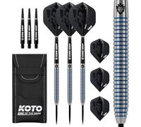 KOTO - Fléchettes Tiger Blue Paint 90% 25 G, Bleues, Grip Annulaire Solide, Toucher Texturé INCL. Portefeuille