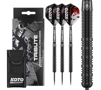 KOTO - Fléchettes Tribute 18 G, Noir, Grip Annulaire Solide, Flights, Shafts, Étui Fléchettes