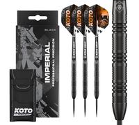 KOTO - Imperial Black 80% Tungstène Jeu de Fléchettes Pointe Acier, 21G/22G/23G/24G, Noir, avec 3 Barrels, 3 Ailettes et 3 Tiges