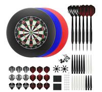 KOTO - King Classic 360 Edition Cible Fléchettes + Surround de Protection, 1 Pièce, PU, Kit Accessoires Steel Tip 90 Pièces, 2 Sets de Fléchettes 23 g, 6x3 Flights, 6x3 Shafts