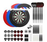 KOTO - King Classic Edition Cible Fléchettes + Surround de Protection, 4 Pièce, PU, Kit Accessoires Steel Tip 90 Pièces, 2 Sets de Fléchettes 23 g, 6x3 Flights, 6x3 Shafts