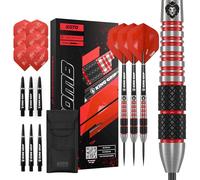 KOTO - Kingbomb Black & Red 90% Tungstène Jeu de Fléchettes Pointe Acier, 22G/23G/28G/30G, Rouge, avec 3 Barrels, 3 Ailettes et 3 Tiges