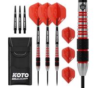 KOTO - Kingbomb Fléchettes Noir & Rouge 28 G, Rouges, Grip Annulaire Ferme, Toucher Texturé, 3 Sets Flights