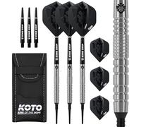 KOTO - Kingfly V2 Fléchettes Pointe Plastique 18 G, Argent, 45.0x6.35mm, 3 Barrels, 2 Jeux de Flights INCL. Portefeuille