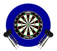 KOTO - Pro Edition Bleu Cible Flechette(Dimensions Officielles) Cible en Sisal, INCL. Surround, 2 Jeux de Fléchettes KOTO & Portefeuille, Flights & Shafts