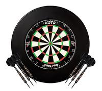 KOTO - Pro Edition Noir (Dimensions Officielles) Cible en Sisal, INCL. Surround, 2 Jeux de Fléchettes KOTO & Portefeuille, Flights & Shafts
