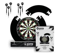 KOTO - Set Cible de Fléchettes Tournament Noir 2 Sets Fléchettes 23 g Surround Support & Ligne de