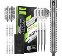 KOTO - Sting Silver 90% Tungstène Jeu de Fléchettes Pointe Acier, 22G/23G/24G/25G/26G, Silber, avec 3 Barrels, 3 Ailettes et 3 Tiges, Fléchettes Acier, Set de Fléchettes Professionnel