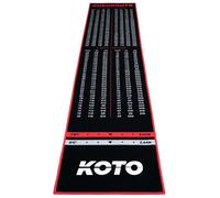 KOTO - Tapis Checkout Rouge, 285 x 60 cm + Oche INCL. Indicateur de Score, Tapis de Fléchettes Antidérapant