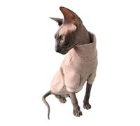 Kotomoda Le confort douillet du chat pour les beautés sans poils : pull d'hiver en coco brossé tabac pour sphynx et chats nus (taille L)