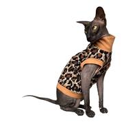 Kotomoda Le confort douillet du chat pour les beautés sans poils : tabac d'hiver à col roulé panthère pour sphynx et chats nus (taille M)