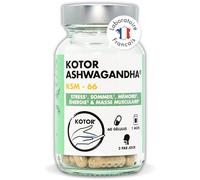 KOTOR ASHWAGANDHA KSM-66 - Anti-stress naturel, sommeil réparateur, concentration, énergie & vitalité - 5% Withanolides - Breveté, Bio et Vegan - 60 Gélules - 1 Mois - Laboratoire Français