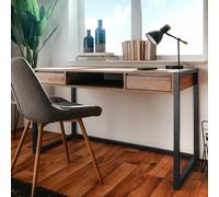 CONCEPT USINE | Bureau Style Industriel | Design KOTOR Bois et Métal | Finition Chêne Artisan et Anthracite | Elégant et Fonctionnel | Rangement 2 Tiroir + 1 Niche | Meuble Pratique et Robuste