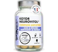 KOTOR NEUROVITOL | Anti Stress & Anxiété | Mémoire & Concentration | Lithothamme + Magnésium + Zinc + Vitamines B1, B2, B3, B5, B6, B9, B12 + Huile de Lin + Omega 3 | 60 Capsules | Produit en France