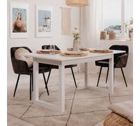 Kotor table à manger industrielle extensible 10 personnes blanche