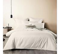 Kotton Culture Housse de Couette Ivoire 800 Fils avec Deux taies d'oreiller, 100% Coton égyptien 3 pièces Ensemble de Housse de Couette Empereur Fermeture à glissière, Literie Douce (290 cm x 235 cm)