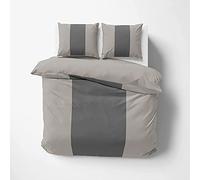 Kotton Culture Parure de lit en Coton égyptien 600 Fils/cm² 140 x 200 cm avec 2 taies d'oreiller 50 x 75 cm, literie européenne Luxueuse (Gris sur Argent)