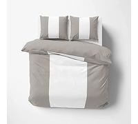 Kotton Culture Parure de lit en Coton égyptien 600 Fils/cm² 140 x 200 cm avec 2 taies d'oreiller 50 x 75 cm, literie européenne Luxueuse (Blanc sur Argent)