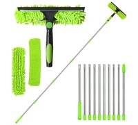 Kottwca Raclette à vitres professionnelle 2 en 1 - 4,5 m - Avec tige télescopique - Idéal pour l'intérieur et l'extérieur, les fenêtres hautes, le mur, la voiture - Avec raclette en caoutchouc et