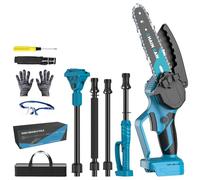 Kouamor Élagueuse télescopique sans fil de 15,2 cm - Mini tronçonneuse avec 2 batteries de 4,0 Ah - Tronçonneuse télescopique 2 en 1 - Système d'huile automatique - Réservoir d'huile de 30 ml
