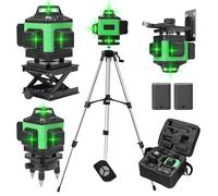 Kouamor Niveau Laser 16 Lignes Niveau Laser Autonivelant 360° * 4 Degrés Vert Niveau 4D 3° Niveau Laser Protection IP54 Poussière Rotatif Laser (avec Pince )