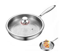Kouamor Poêle en titane Pro avec couvercle de 25,4 cm/27,9 cm/30,5 cm, poêle à frire en titane, ultra-résistante, anti-rayures, antiadhésive, poêles à revêtement nutritif en titane, multifonctionnelle