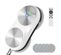 Kouamor Robot Lave-Vitre Électrique avec Télécommande, Cordon de Sécurité et Réservoir 80ml, Aspiration Puissante 5600Pa, 3 Modes de Nettoyage pour Fenêtres Intérieures/Extérieures, Nettoyage Maison