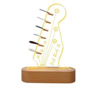 Kouamor Support de médiator de guitare LED en acrylique 3D, alimenté par USB pour le rangement et l'affichage, avec base en bois, cadeaux pour guitaristes amateurs de musique, a, Moderne