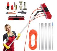 Koubhyj Perche Telescopique Nettoyage, 17 m Perche Telescopique Nettoyage Panneaux Solaires, Réglable en Hauteur Nettoyeur de Vitres, auvents, Murs, Volets roulants Balai telescopique pour Toit