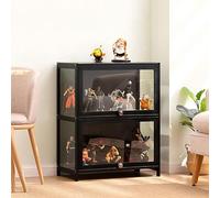 Koubhyj Vitrine Salon, Vitrine pour Collection de Figurines et Objets Rares (60x33x73cm-2 Couches/Noir-Transparent sur Trois Côtés)