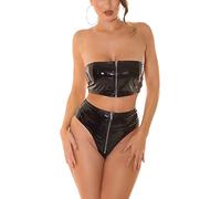 Koucla Haut bandeau aspect latex avec fermeture éclair, Noir , L