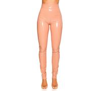 Koucla Haut Taille Look Mouillé Simili Cuir de Laque Pantalon Avec Fermetures