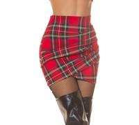 Koucla Mini jupe drapée taille haute écossaise, rouge, L