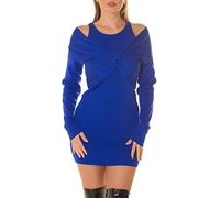 Koucla Mini robe à manches longues en tricot uni avec effet boléro, bleu roi, Taille unique