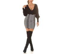 Koucla Mini robe en tricot fin avec col en V et motif chauve-souris, Noir , Taille unique