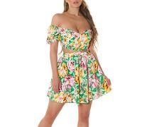 Koucla Off Shoulder Latina Look Flower Mini robe avec découpes, vert, Taille unique