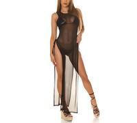 Koucla Robe longue transparente sans manches avec découpes sur les jambes, Noir , M
