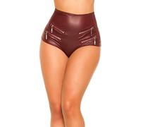 Koucla Short Gogo effet mouillé avec fermeture Éclair pour femme, bordeaux, L
