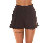Koucla Sweet Summer Short Taille Haute à Volants, Noir , Large - X-Large